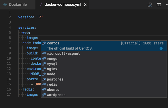 Docker Compose image suggestions